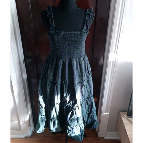 J Crew Tartan Plaid Smocked Womens MEDIUM Tiered $128 Dress Cotton Poplin - Picture 16 of 16